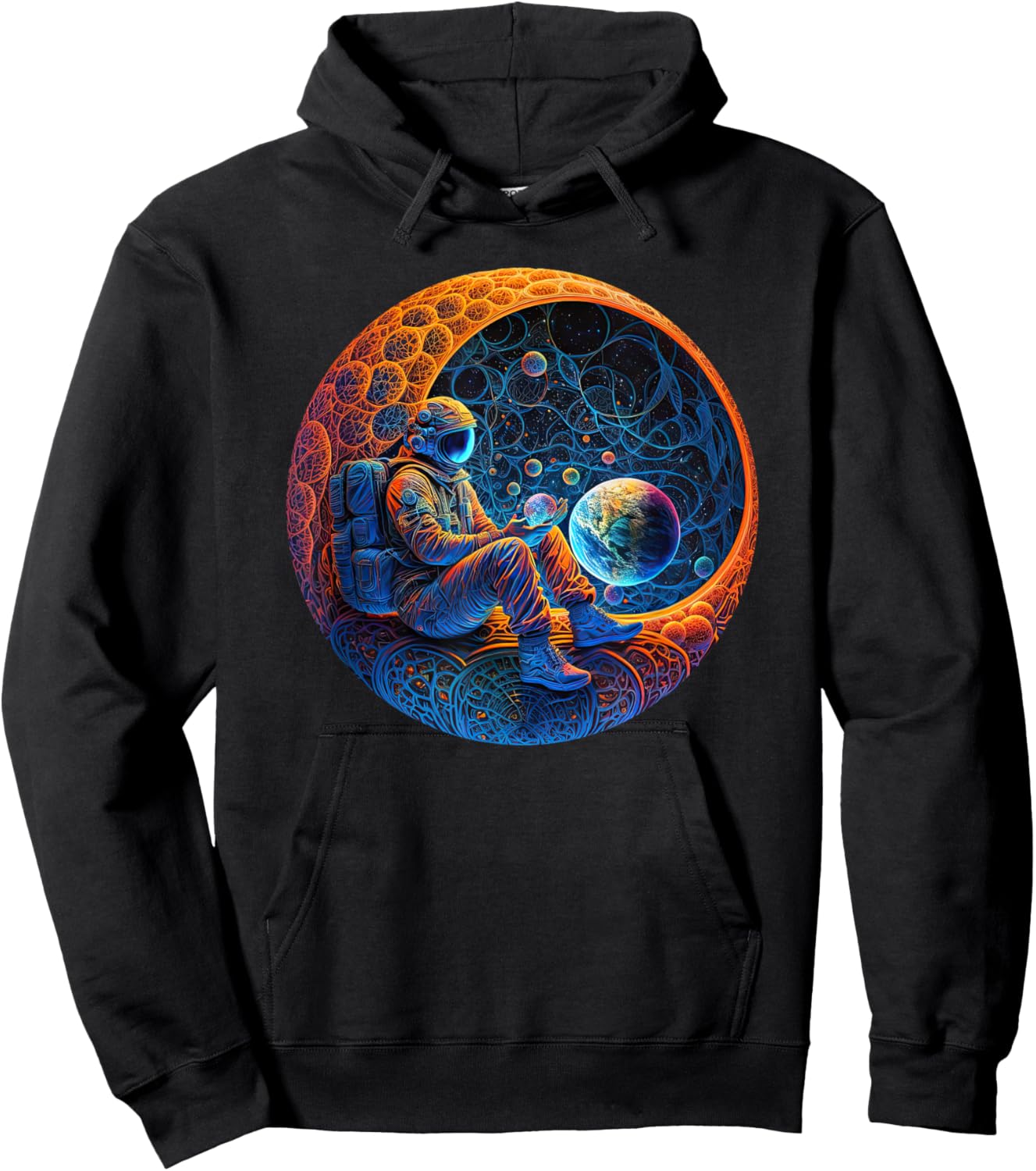 Meditating Astronaut Planets Meditation Astral Travel Hoodie - Hoodie | Black