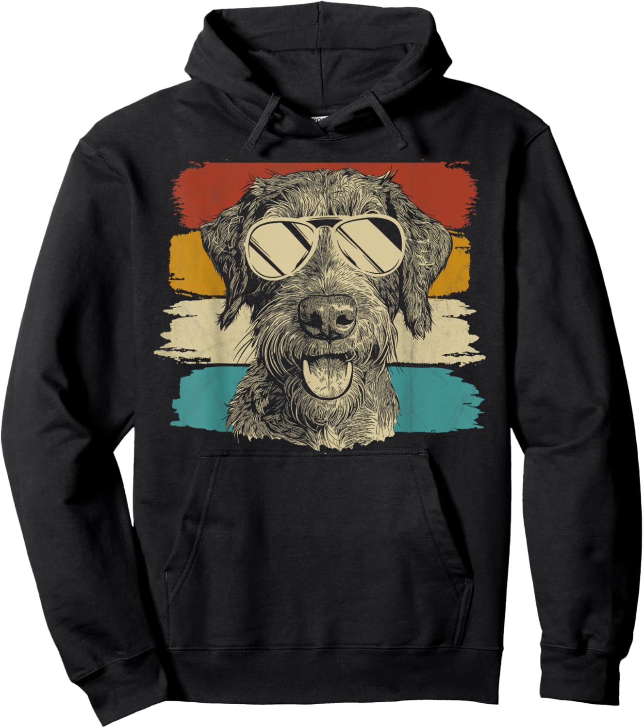 German Wirehaired Pointer with sunglasses retro Hoodie - Hoodie | Black
