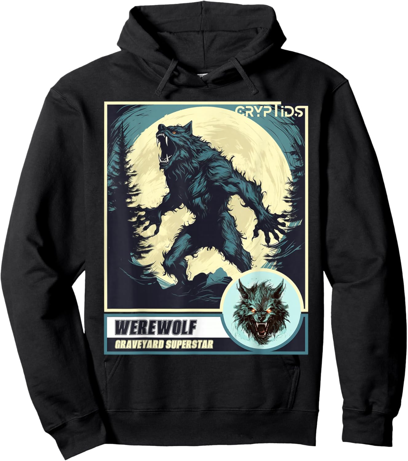Scary Werewolf Howling at The Moon Hoodie - Hoodie | Black