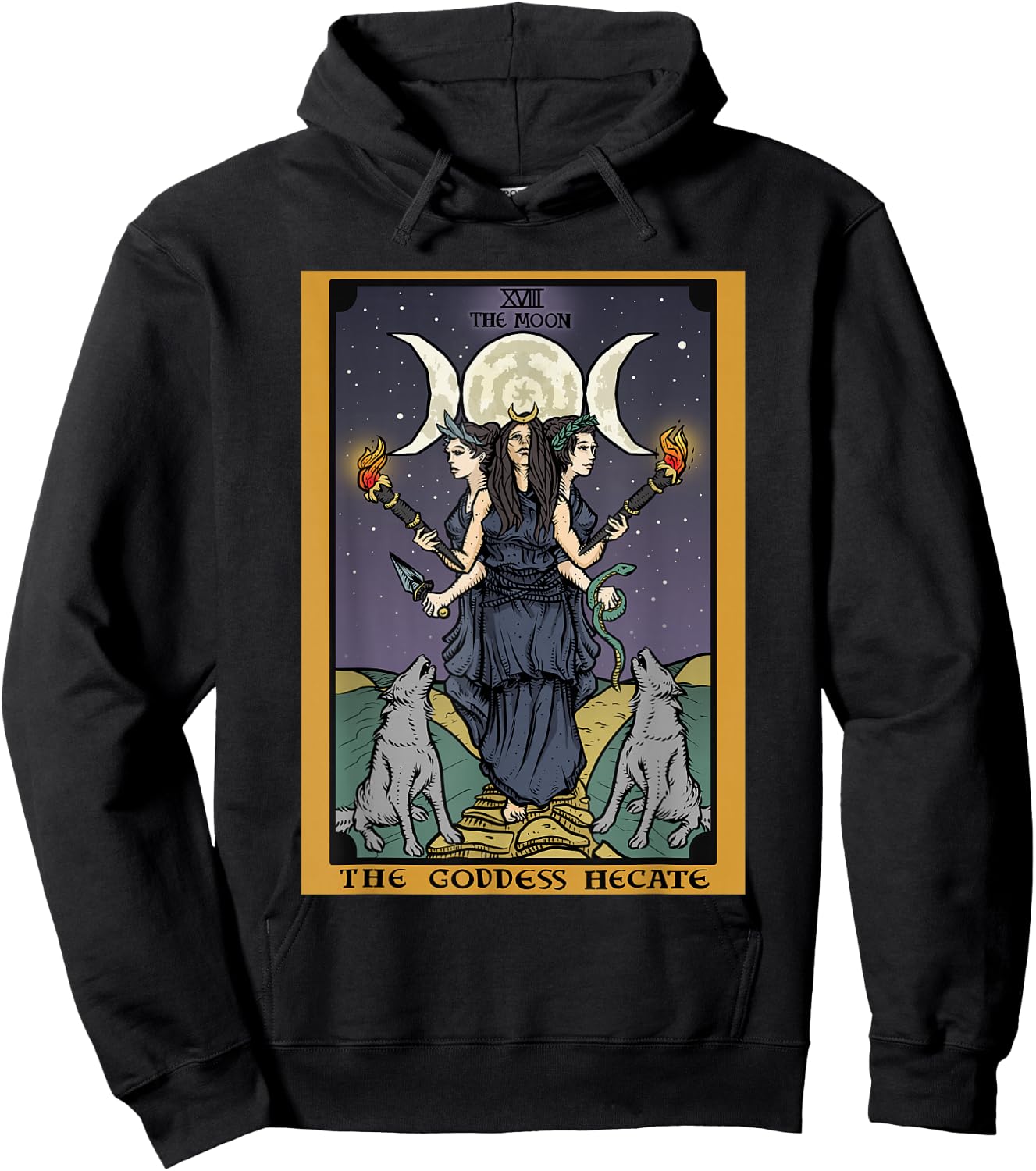 The Goddess Hecate Tarot Card Triple Moon Wiccan Pagan Witch Hoodie - Hoodie | Black
