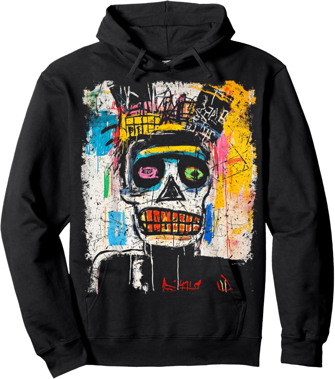 Pop Art Style 90s Men's Graffiti Hoodie - Hoodie | Black