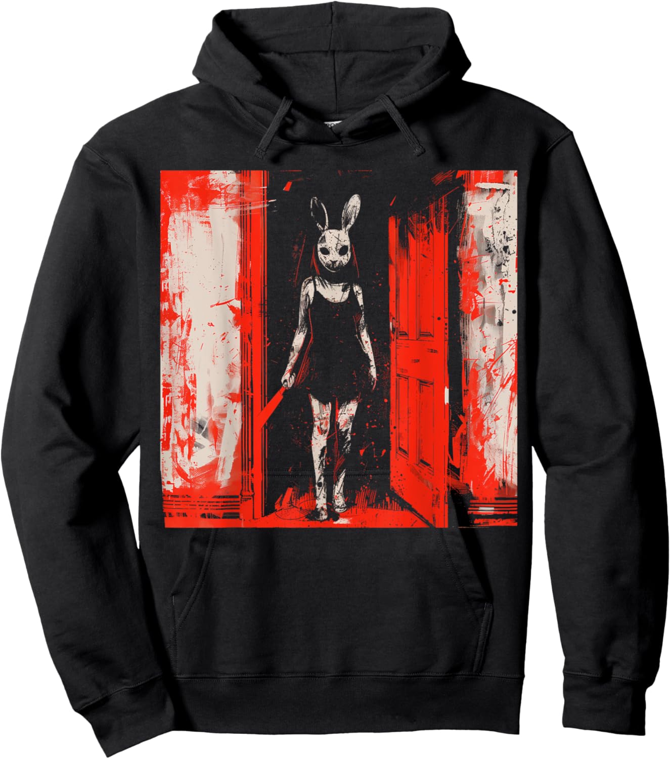 Horror Evil Bunny Slasher Girl Red Anime Goth Creepy Rabbit Hoodie - Hoodie | Black
