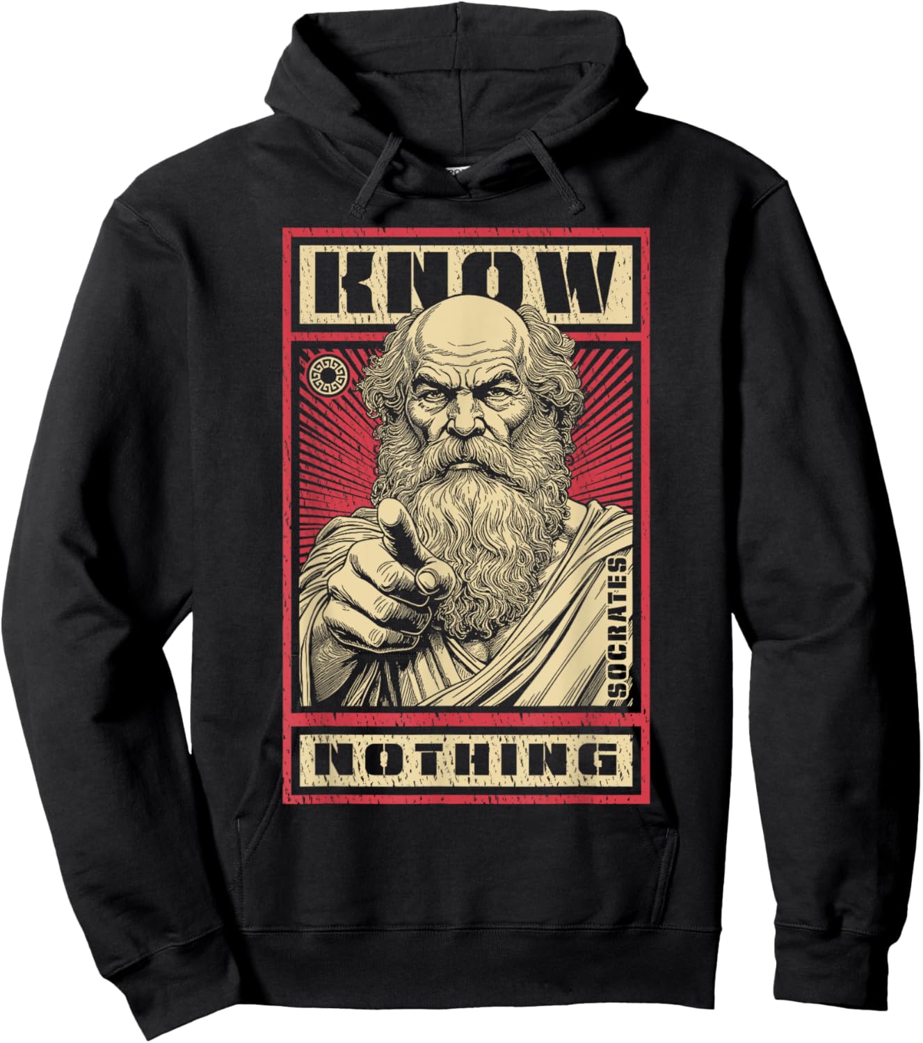 Socrates Funny Philosophy Know Nothing Propaganda Quote , Black, S Hoodie - Hoodie | Black