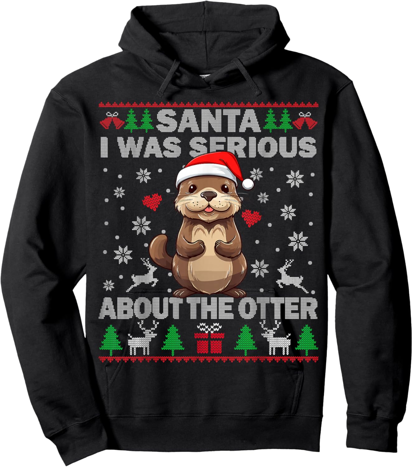 Santa I was Serious About The Otter Christmas Funny Kids Men Hoodie - Hoodie | Black