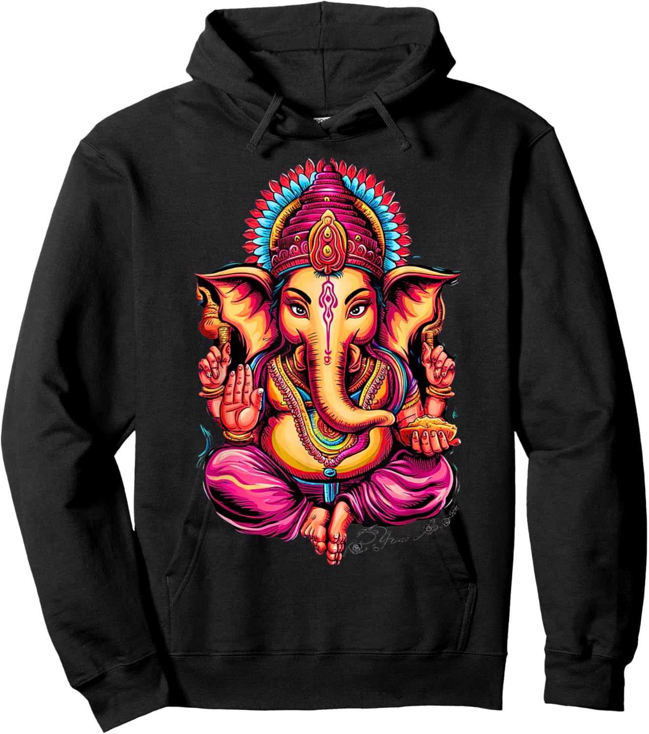 Hindu Ganesha Puja Elephant God India Meditation Yoga Murti Hoodie - Hoodie | Black