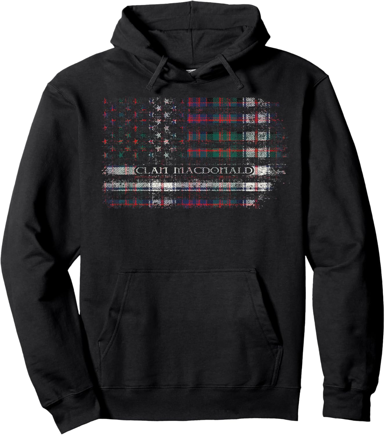 Clan MacDonald Dress Scottish tartan US flag kilt Scotland Hoodie - Hoodie | Black