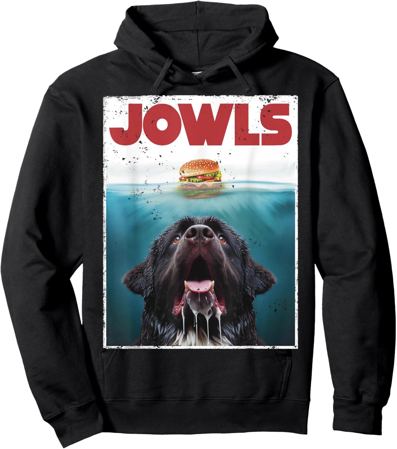 Funny Newfoundland Dog, Newfie Lab Jowls Burger, Dog Mom Dad Hoodie - Hoodie | Black
