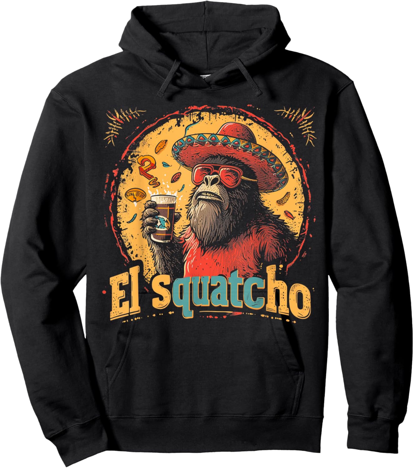 Bigfoot Sasquatch - Cinco De Mayo Mexican Sombrero Fiesta Hoodie - Hoodie | Black