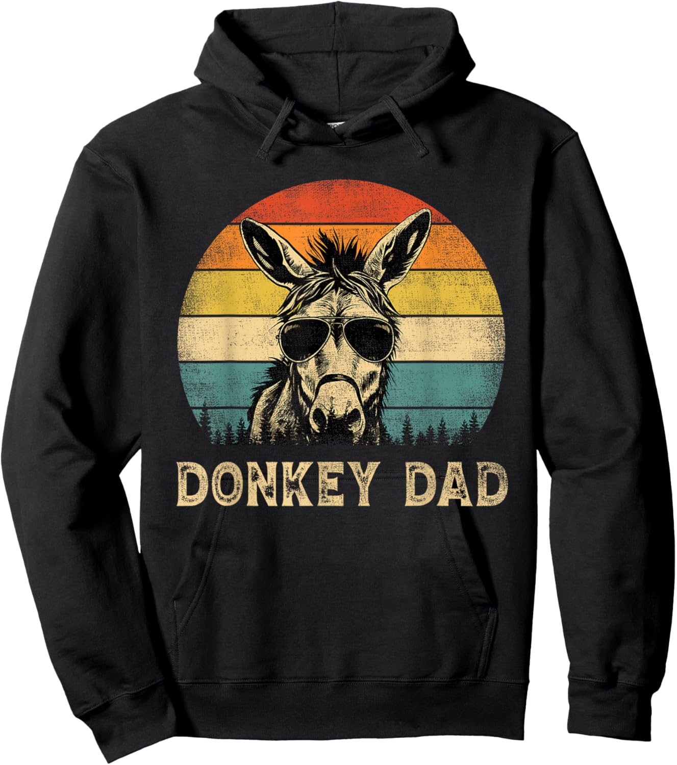 Vintage Donkey Dad Donkey Lovers Daddy Father's Day Hoodie - Hoodie | Black