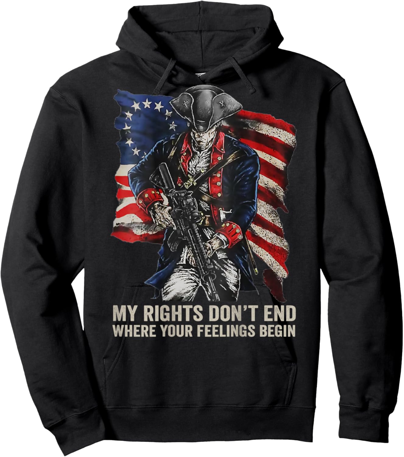 2nd Amendment Gun Rights USA Soldier My Rights Don't End Where Your Feelings Begin Gun (ON BACK) Hoodie - Hoodie | Black