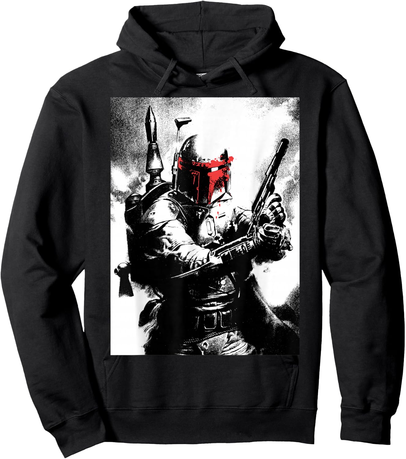 Star Wars Boba Fett Red Mask Portrait Hoodie - Hoodie | Black
