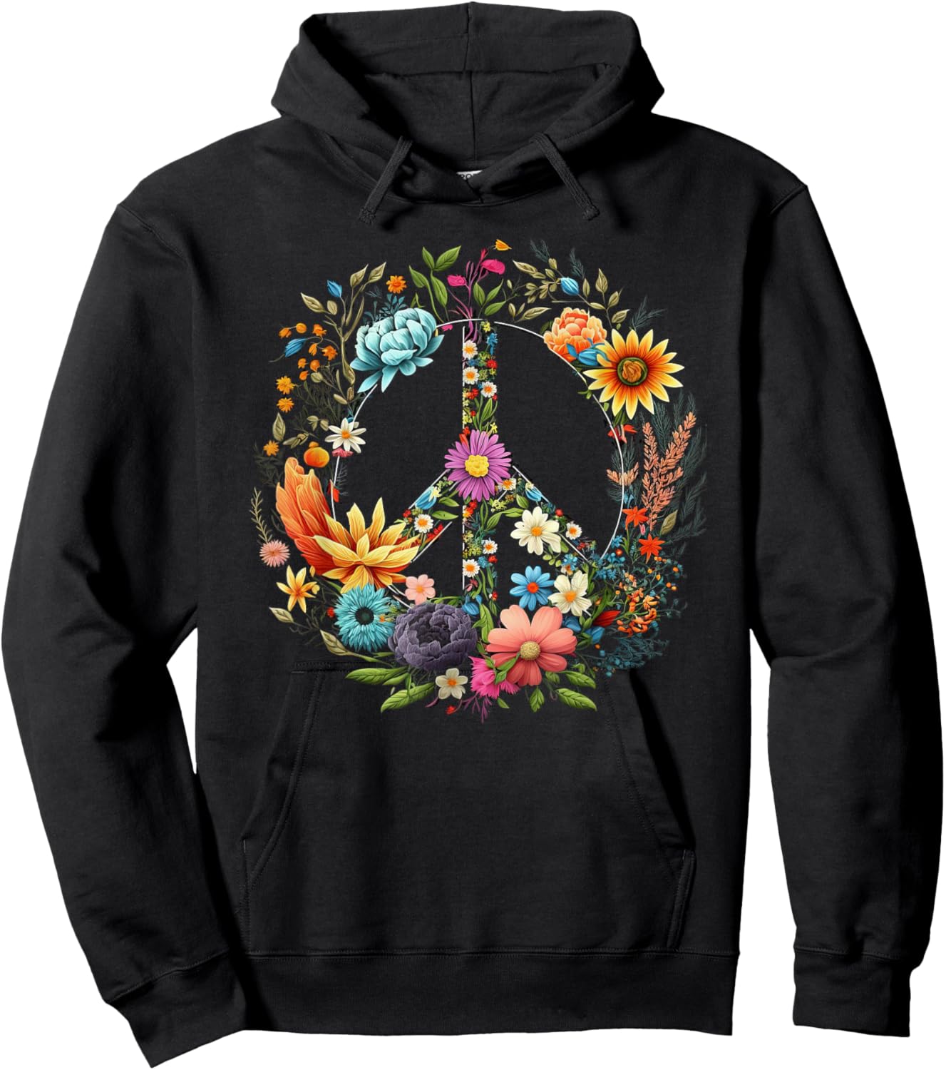 Peace hand tie sign of freedom hippie flower child Hoodie - Hoodie | Black