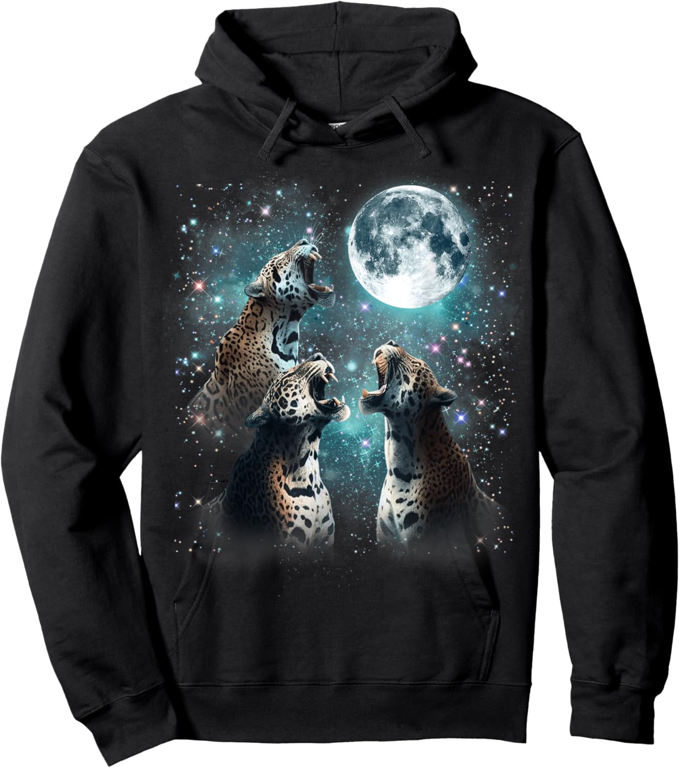 3 Jaguar Moon Howling Jaguar Head Funny , Women, Kid Hoodie - Hoodie | Black