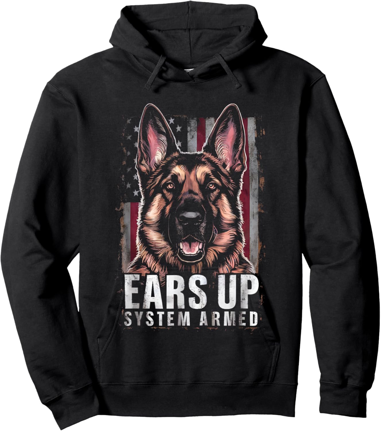 Funny German Shepherd Mom Service Dog Ears Up System Armed Hoodie - Hoodie | Black
