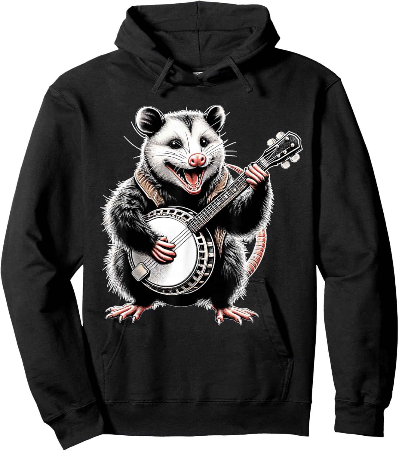 Opossum Possum Street Cat Bluegrass Banjo Player Hoodie - Hoodie | Black