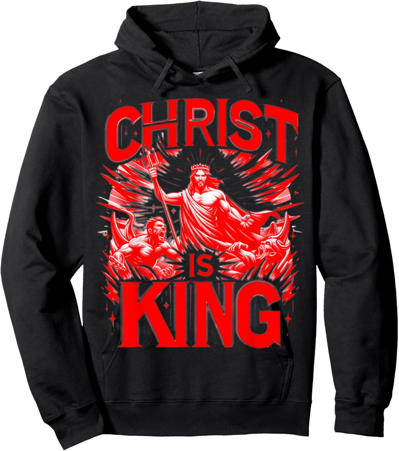 Christ Is King - Jesus Defeats The Devil Christian Graphic Hoodie - Hoodie | Black