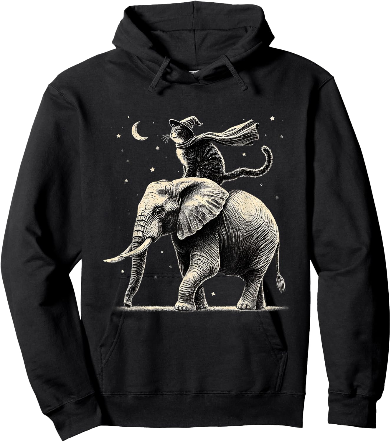 Cat Riding Elephant Design Animal Elephant Lovers Hoodie - Hoodie | Black