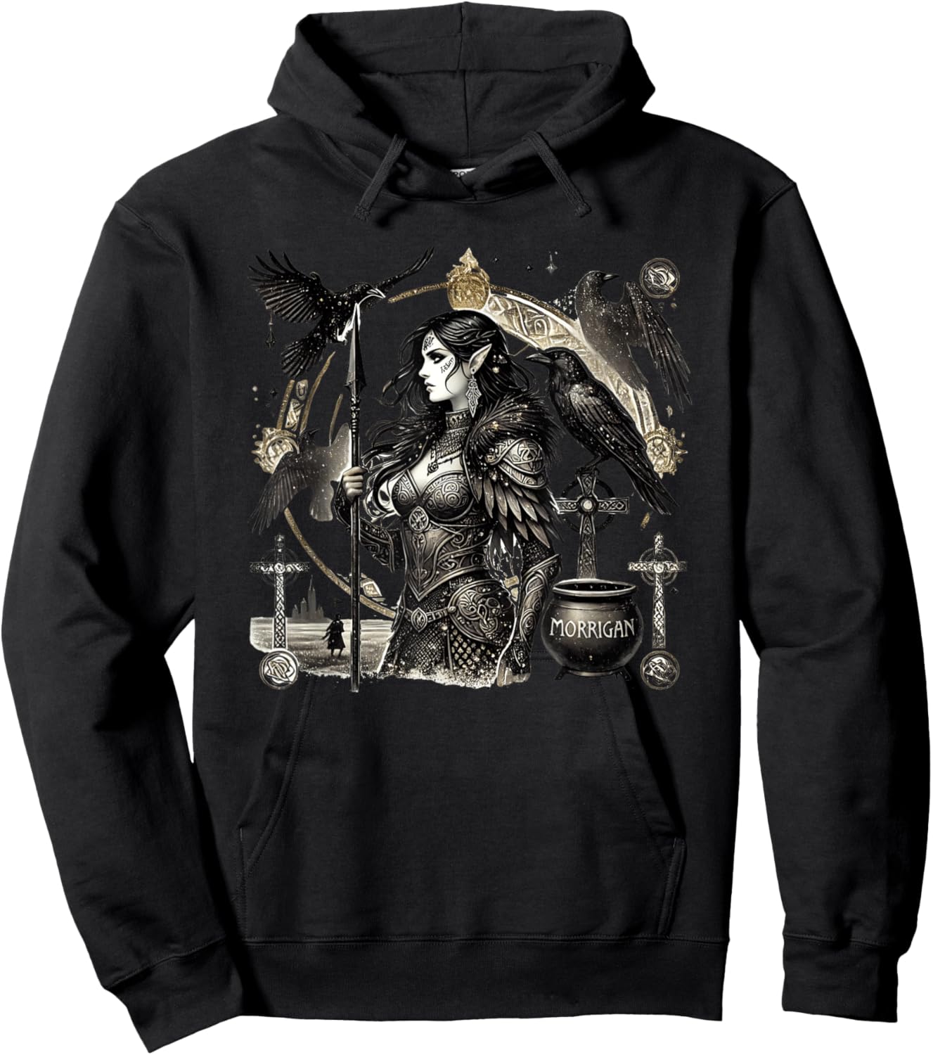 The Morrigan: Celtic Goddess of War and Fate, Raven Power Hoodie - Hoodie | Black