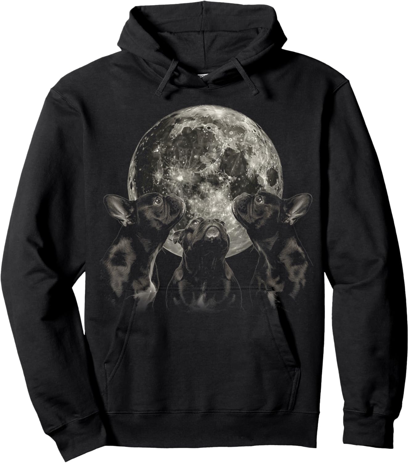 French Bulldog Frenchie Dog Howling Moon Hoodie - Hoodie | Black