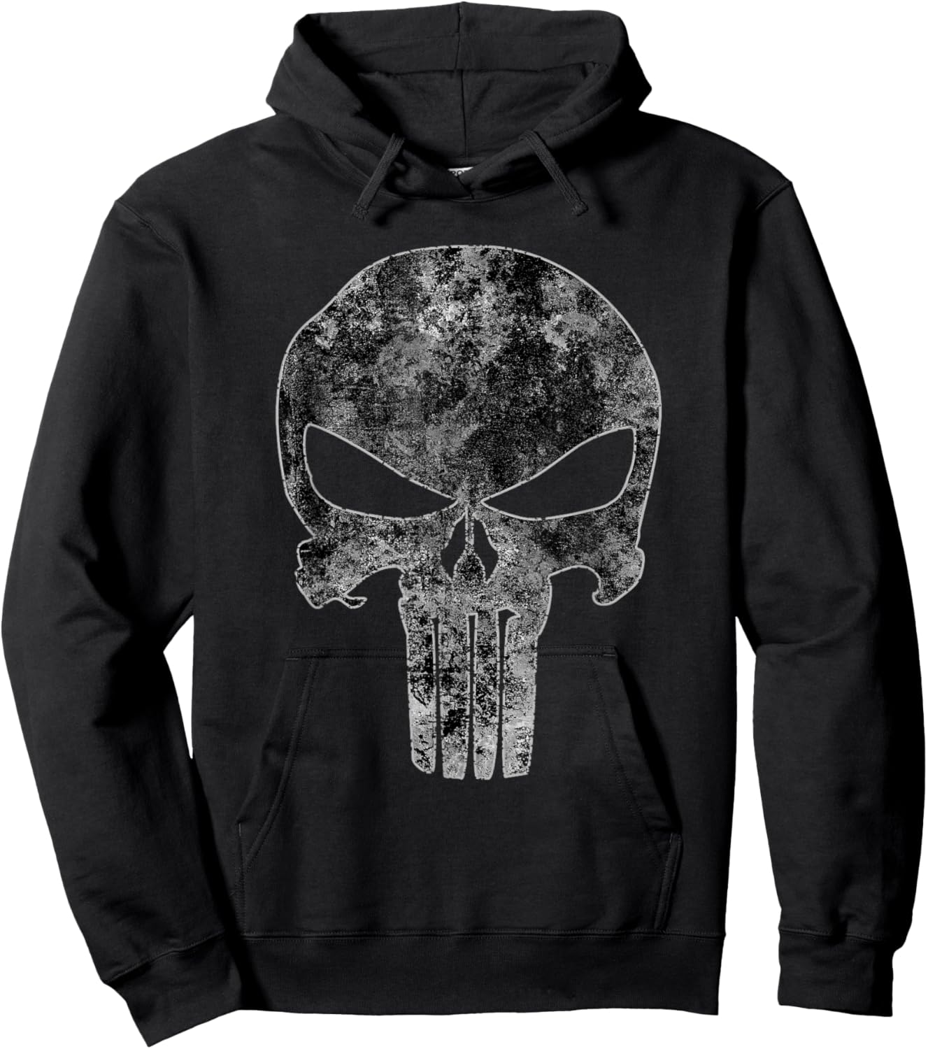 Marvel Punisher Monochrome Skull Vintage Chest Logo Hoodie - Hoodie | Black