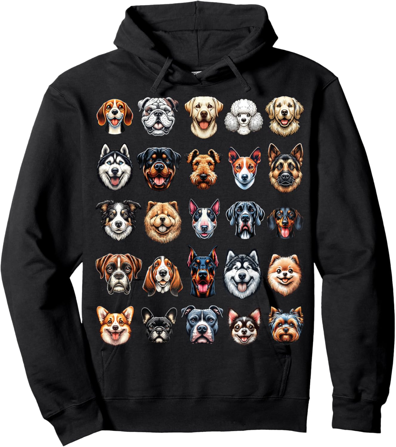 Types of Dogs Breeds Chart Educational Canine Enthusiast Hoodie - Hoodie | Black