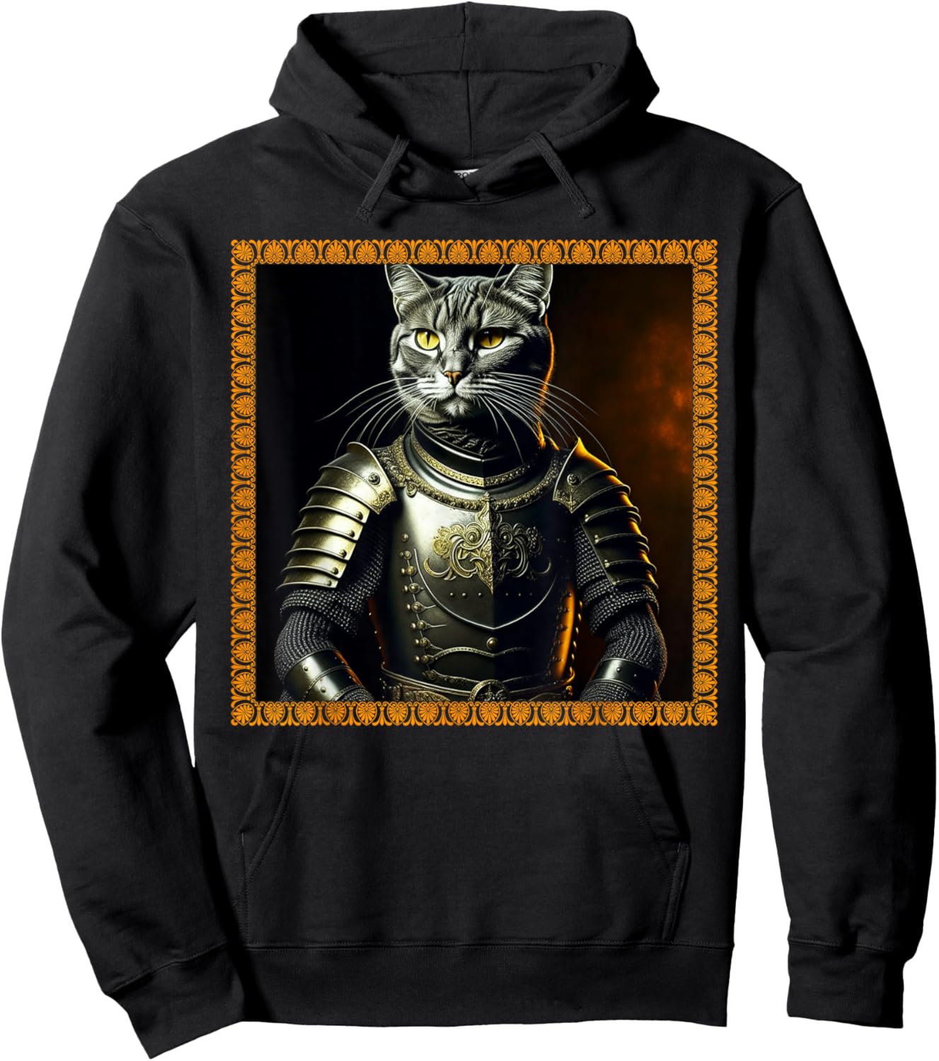 FUNNY CAT MEDIEVAL PORTRAIT RENAISSANCE Oil Painting Pet Hoodie - Hoodie | Black