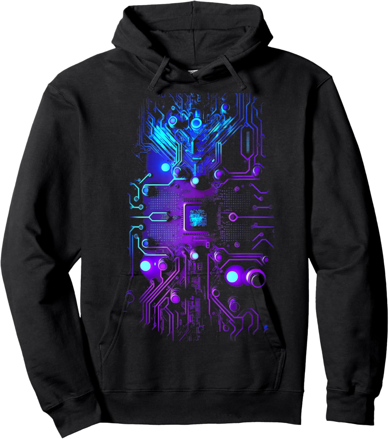 Motherboard Microchip Purple Blue IT Computer Background Hoodie - Hoodie | Black
