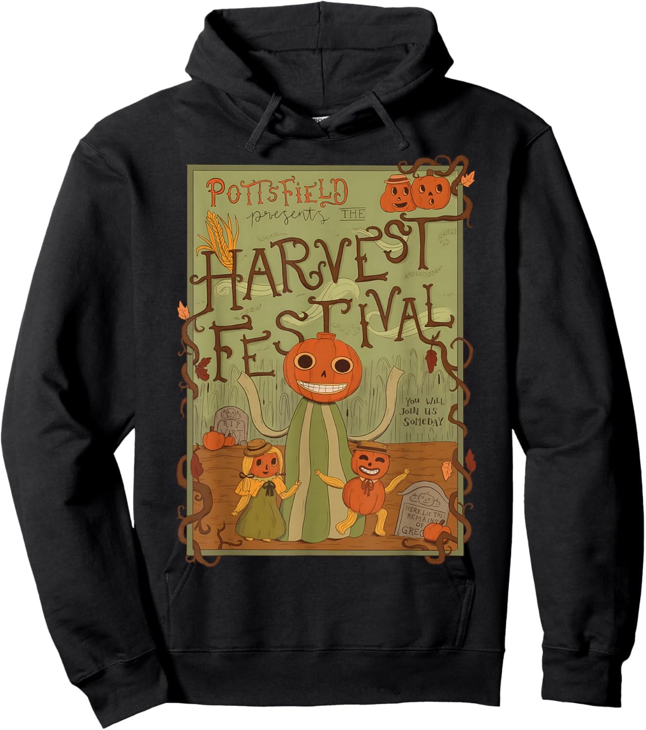 Spooky Pottsfield Harvest Festival Pumpkin Vibes Halloween Hoodie - Hoodie | Black