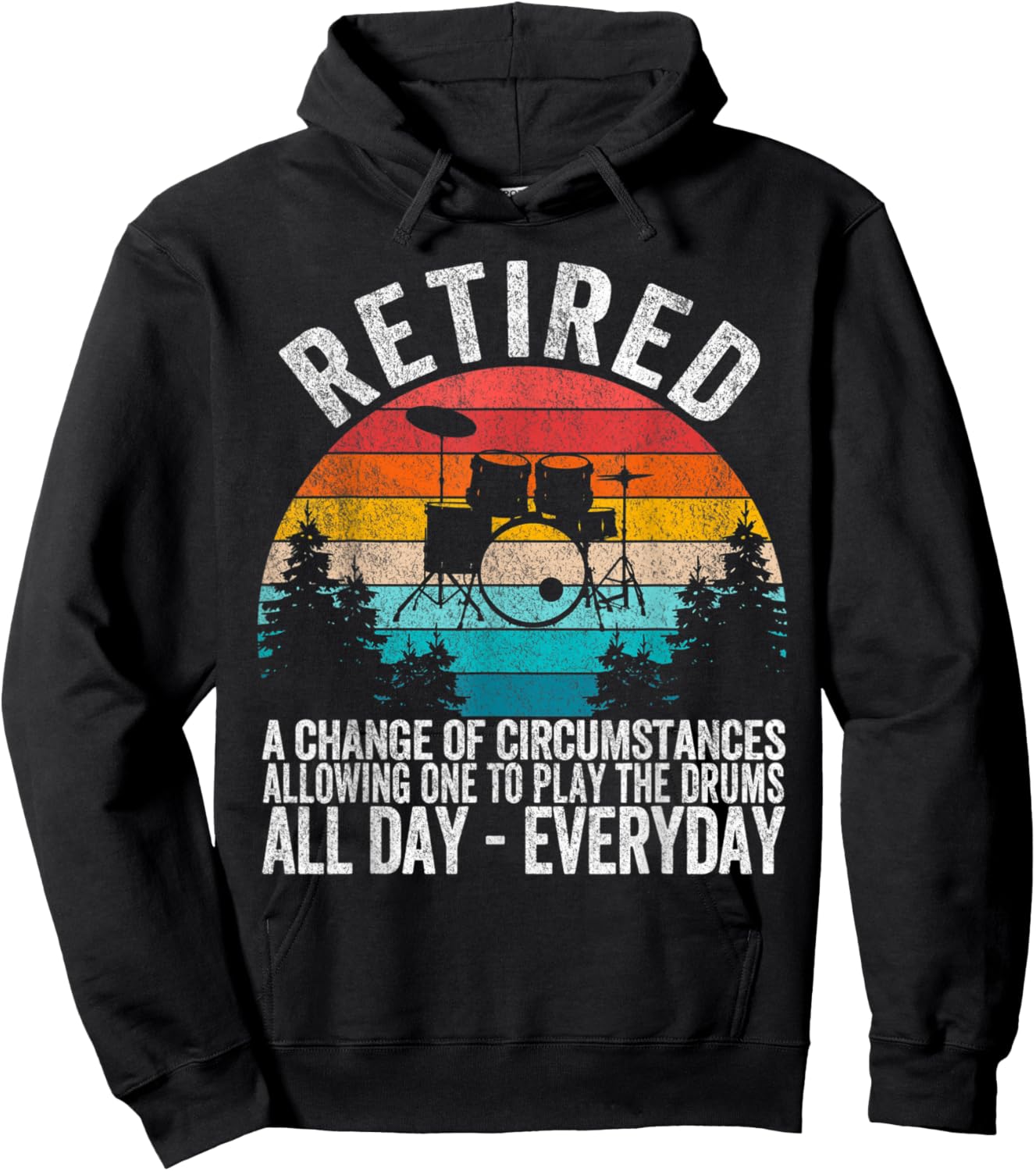 Funny Retired Definition Drums Retirement Plan Drummer Retro Hoodie - Hoodie | Black