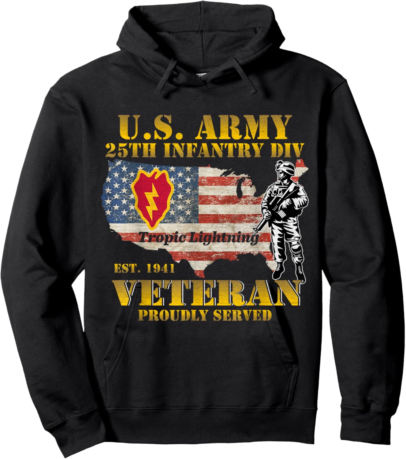 Tropic Lightning 25th Infantry Division Hawaii Veteran Gifts Hoodie - Hoodie | Black