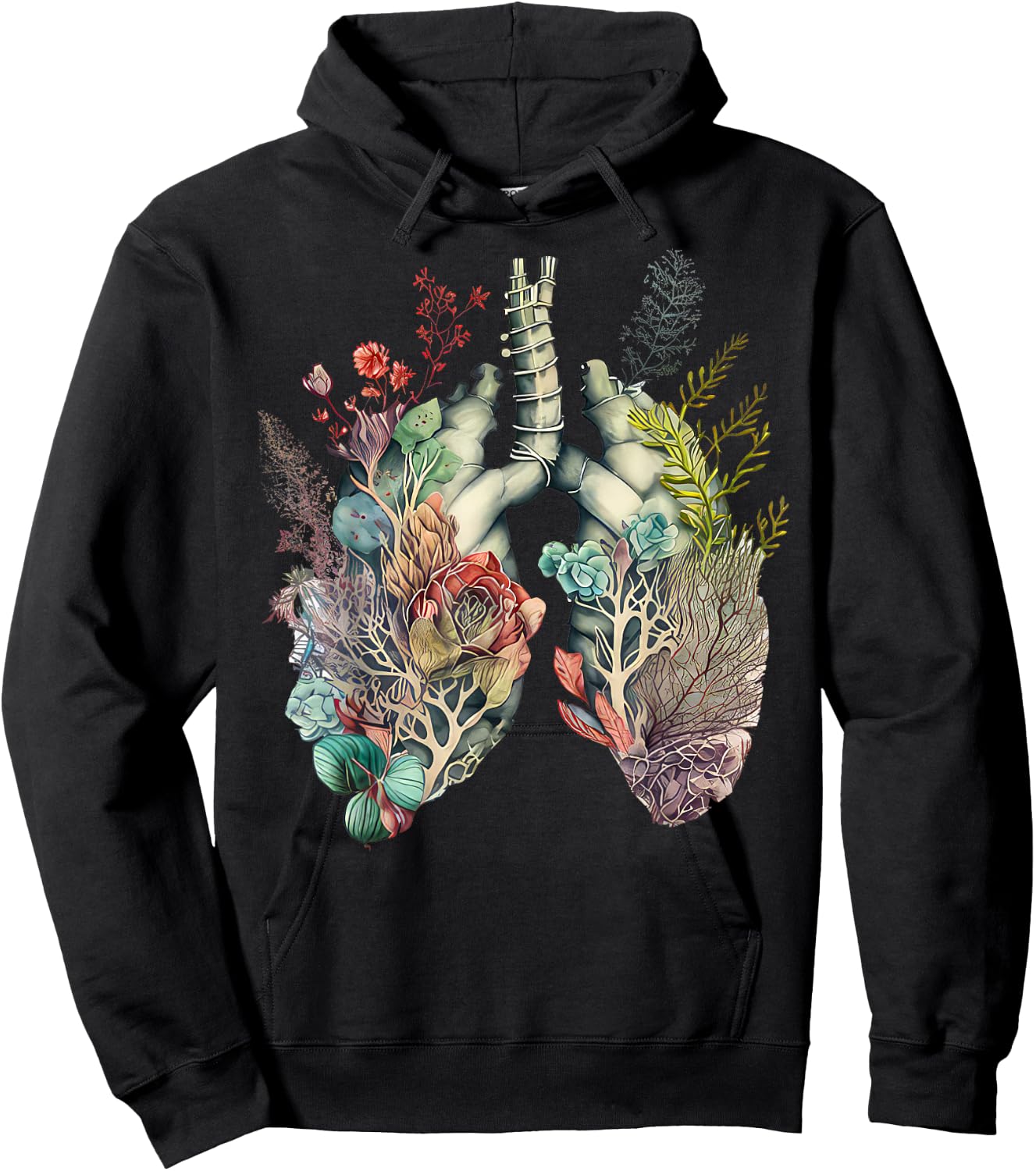 Anatomy Floral Lung RT Respiratory Therapy Pulmonologist Hoodie - Hoodie | Black