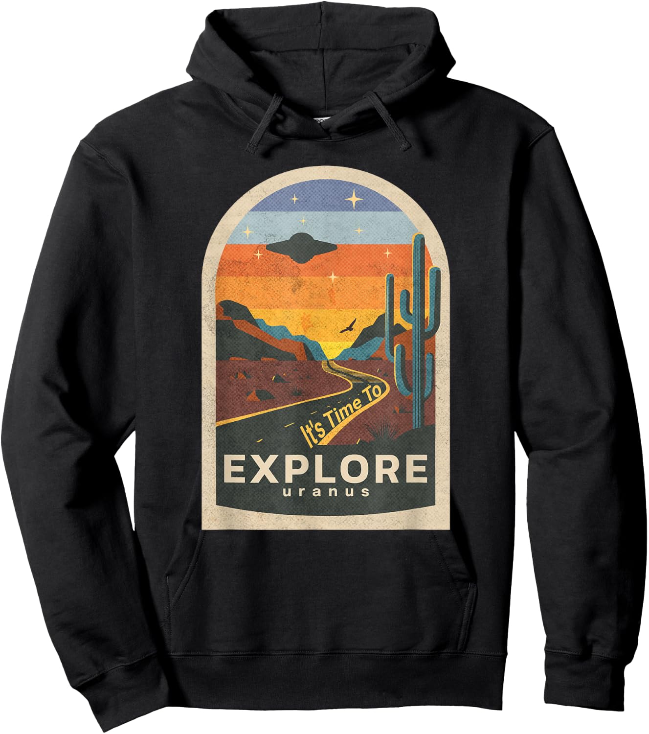 It's Time To Explore Uranus Funny UFO Design Hoodie - Hoodie | Black