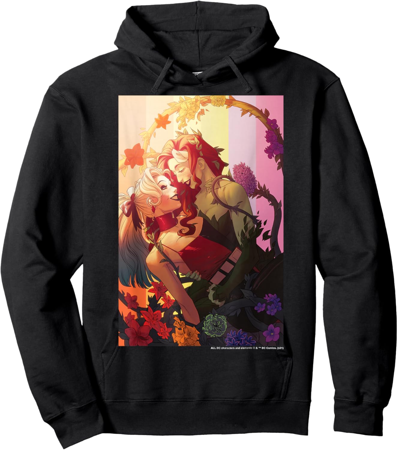 DC Comics Pride Harley Quinn & Poison Ivy Intertwined Hoodie - Hoodie | Black