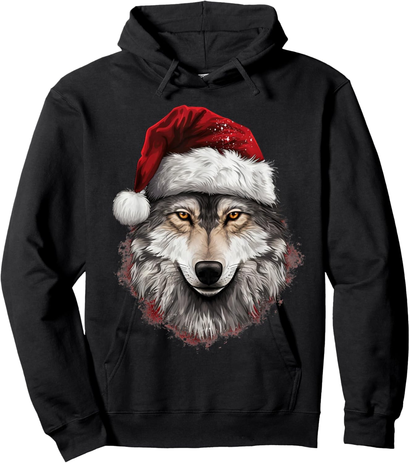 Wolf Christmas Funny Xmas Gift Animal Lovers Men Women Kids Hoodie - Hoodie | Black