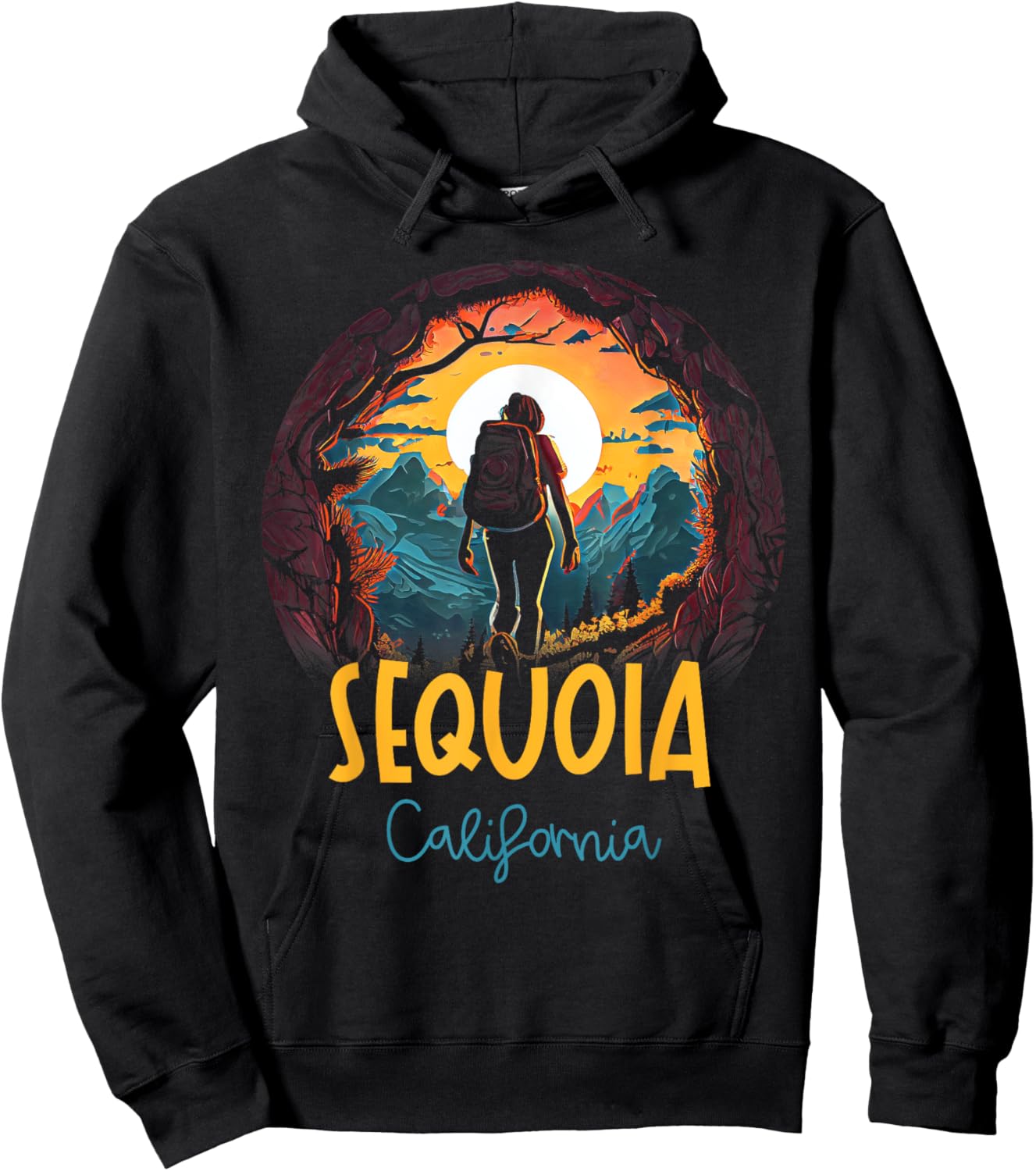 Sequoia California Souvenir Hiking Hoodie - Hoodie | Black