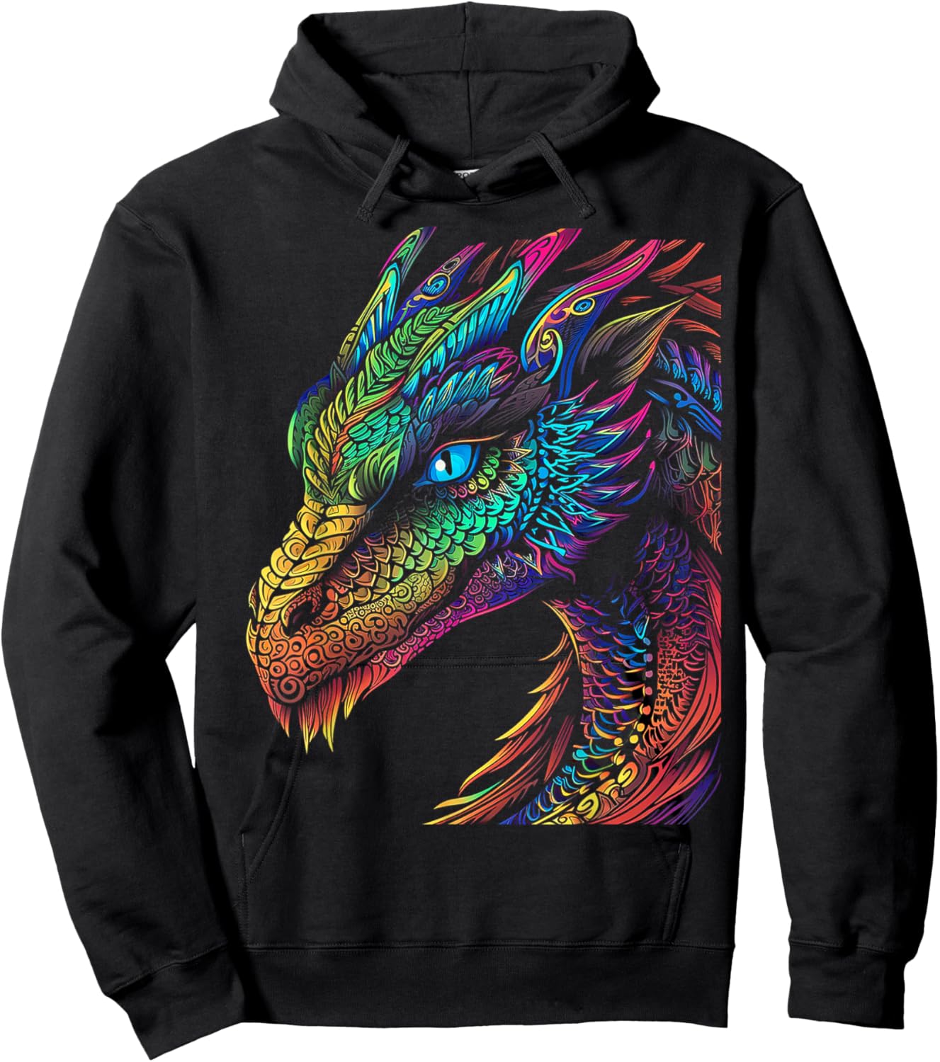 Dragon Colorful Abstract Animal Art Graphic Dragon Hoodie - Hoodie | Black