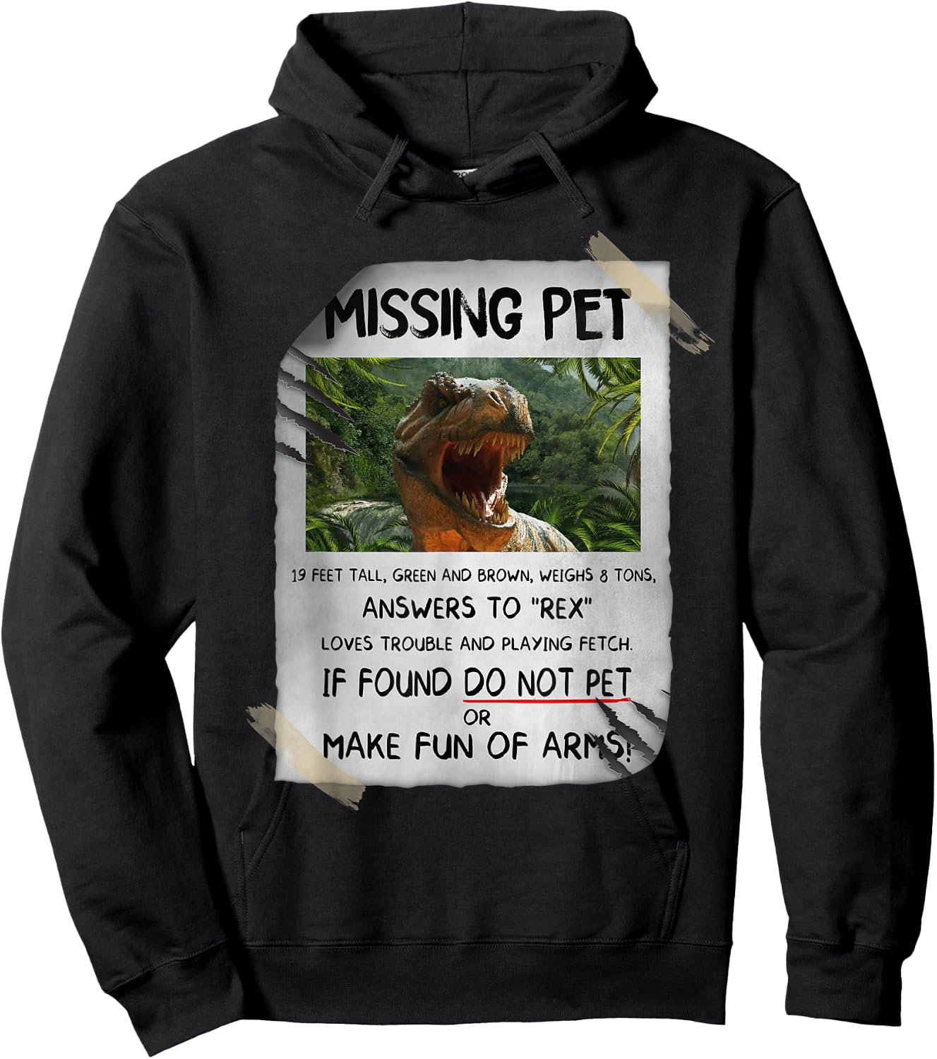 Great fun T-rex Design with dinosaur missing Pet Hoodie - Hoodie | Black