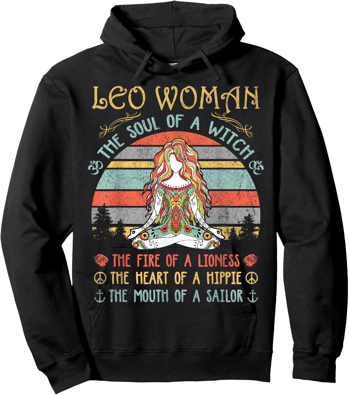 Leo Woman The Soul Of A Witch Vintage Birthday Hoodie - Hoodie | Black