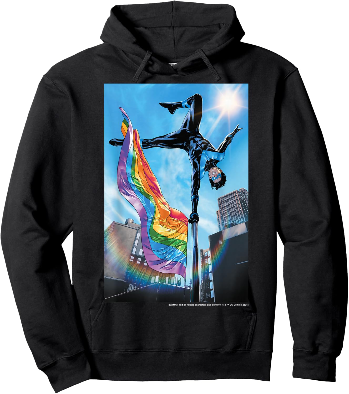 DC Comics Pride Nightwing Flag Flip Hoodie - Hoodie | Black
