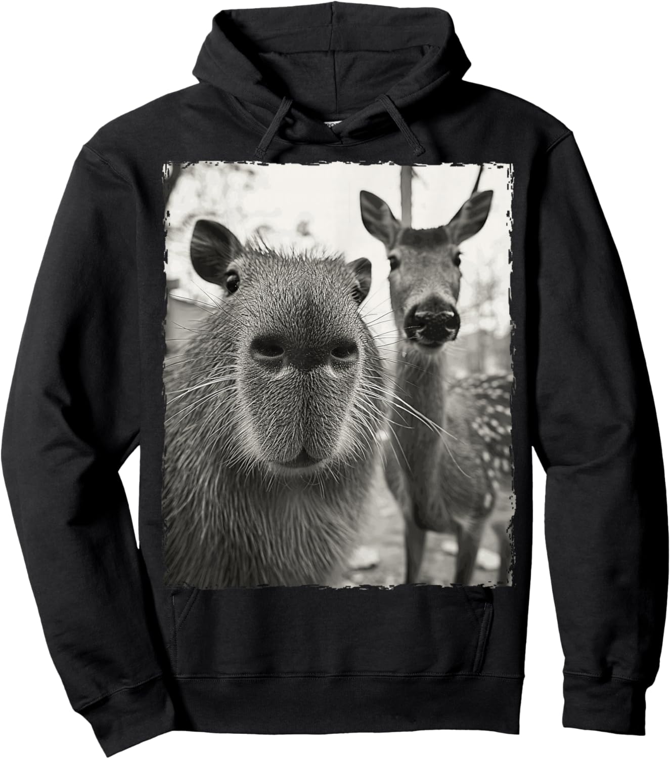 Capybara Selfie With A Deer Hoodie - Hoodie | Black