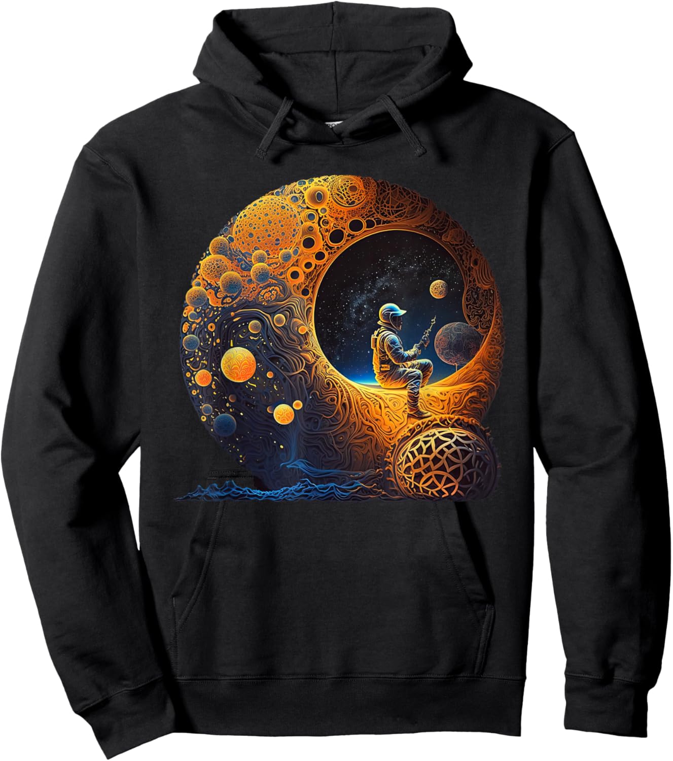 Meditating Astronaut Planets Meditation Astral Travel Hoodie - Hoodie | Black