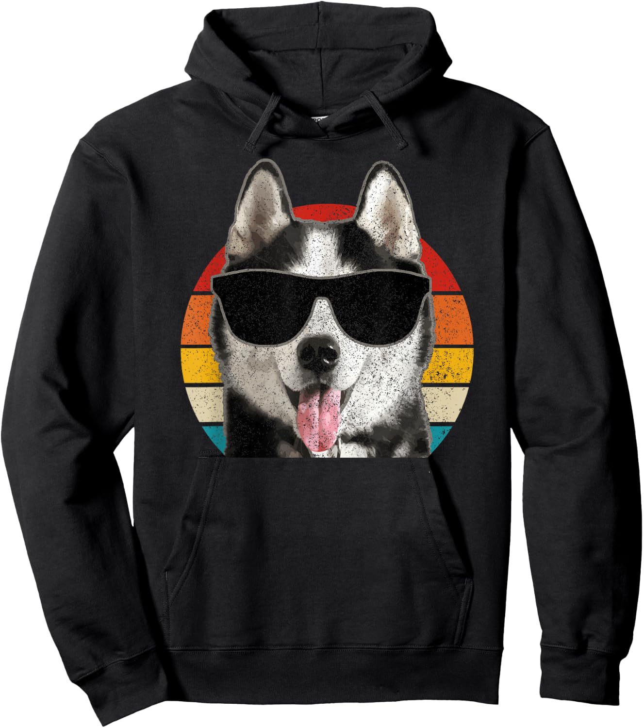 Husky Vintage Sunglasses Funny Siberian Husky Hoodie - Hoodie | Black