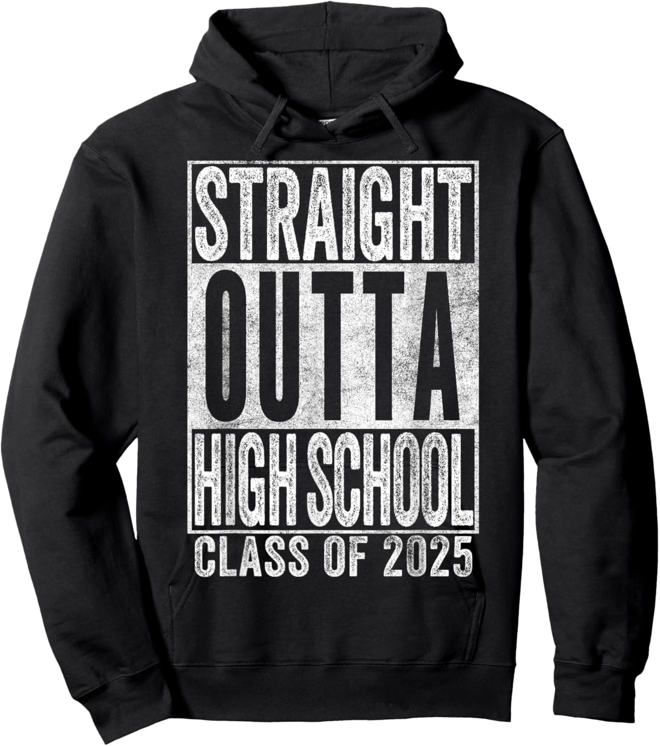 Straight Outta HIGH School Graduation Class of 2025 Senior Hoodie - Hoodie | Black