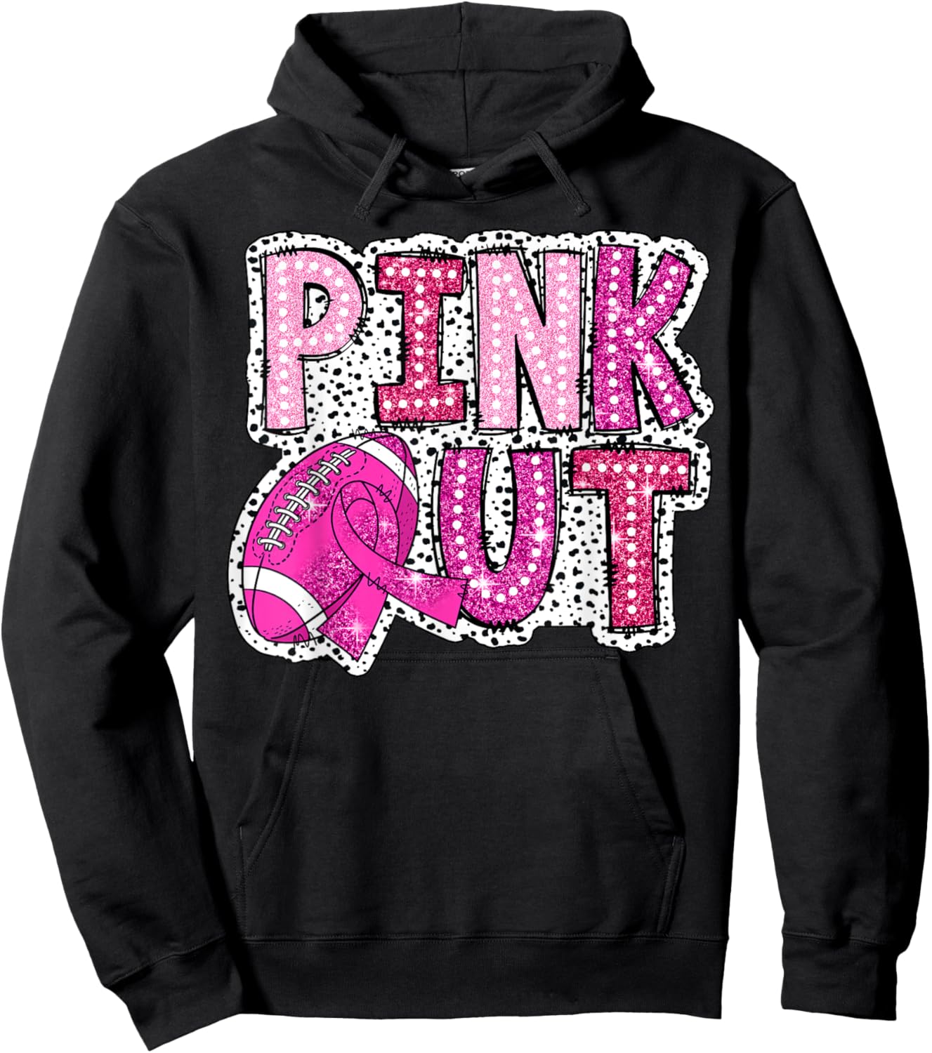 Pink Out Football Tackle Breast Cancer Awareness Dalmatian Hoodie - Hoodie | Black