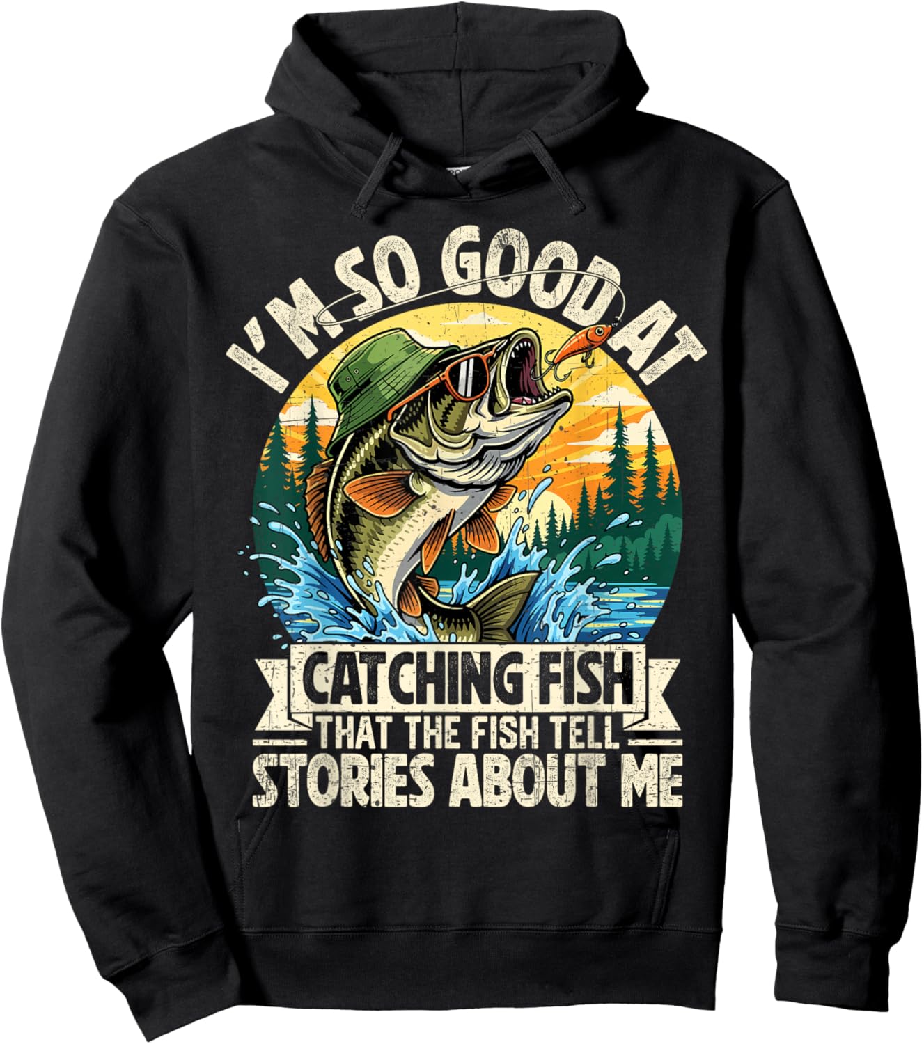 Funny Fishing Shirt Women Fisherman Bass Graphic Hoodie - Hoodie | Black