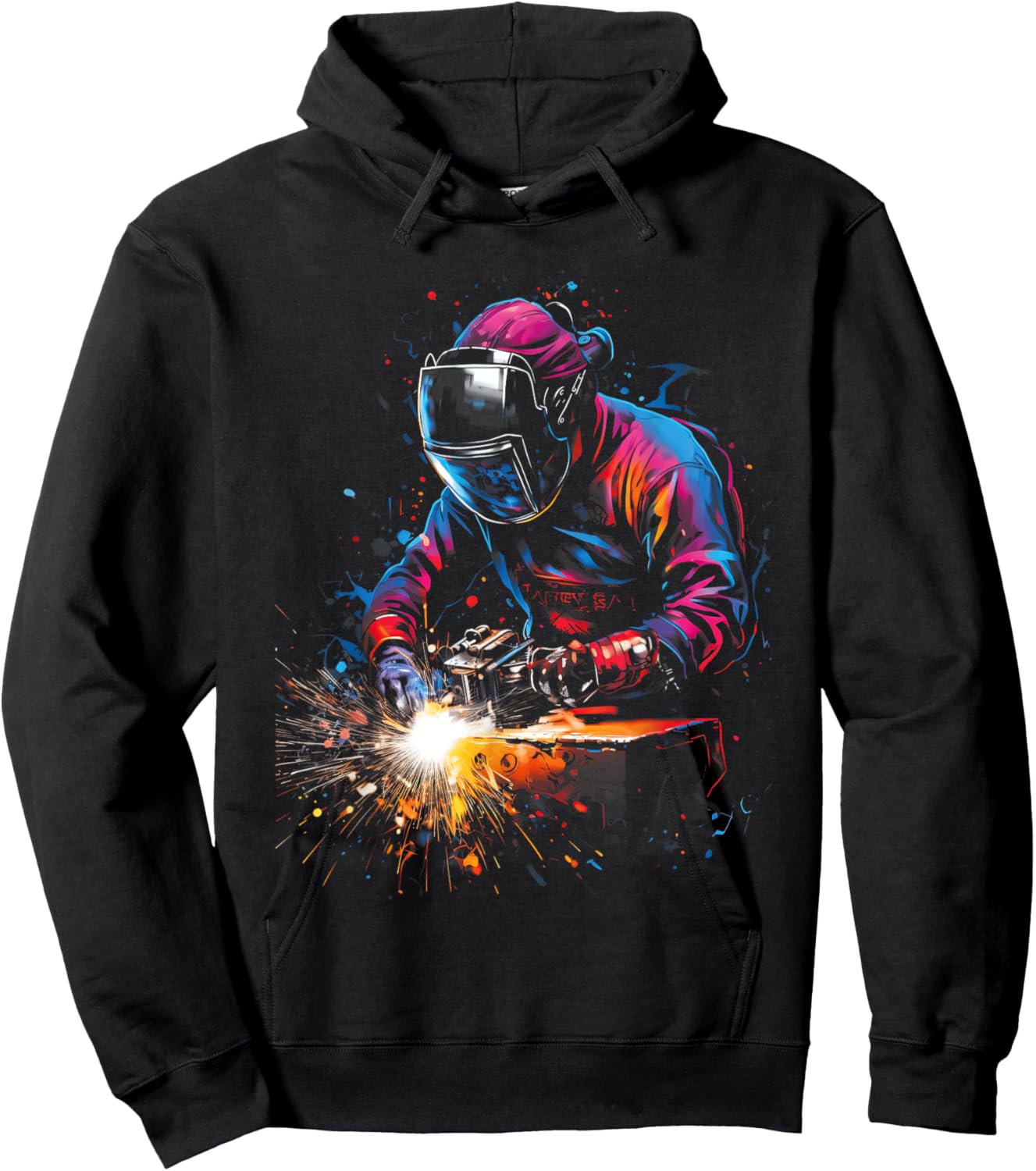 Colorful Metalwork Art Worker Metal Men Hoodie - Hoodie | Black