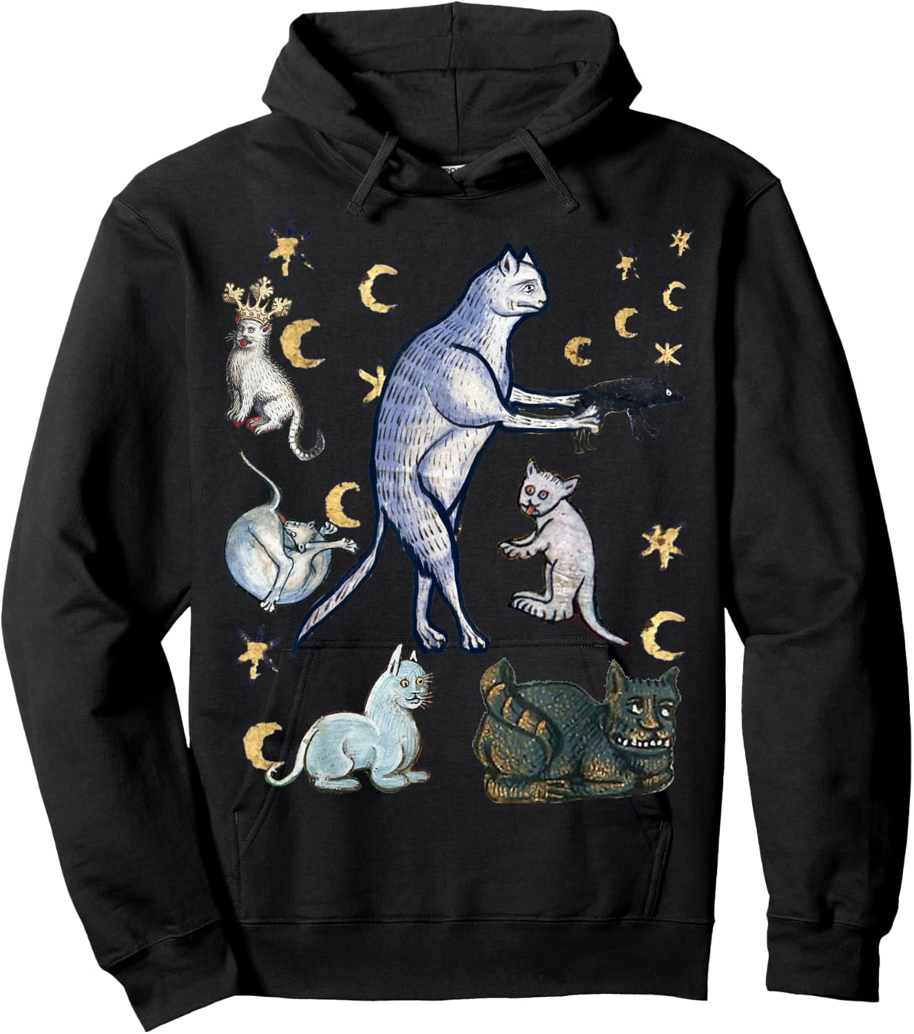 Ugly Medieval Cats Hoodie - Hoodie | Black