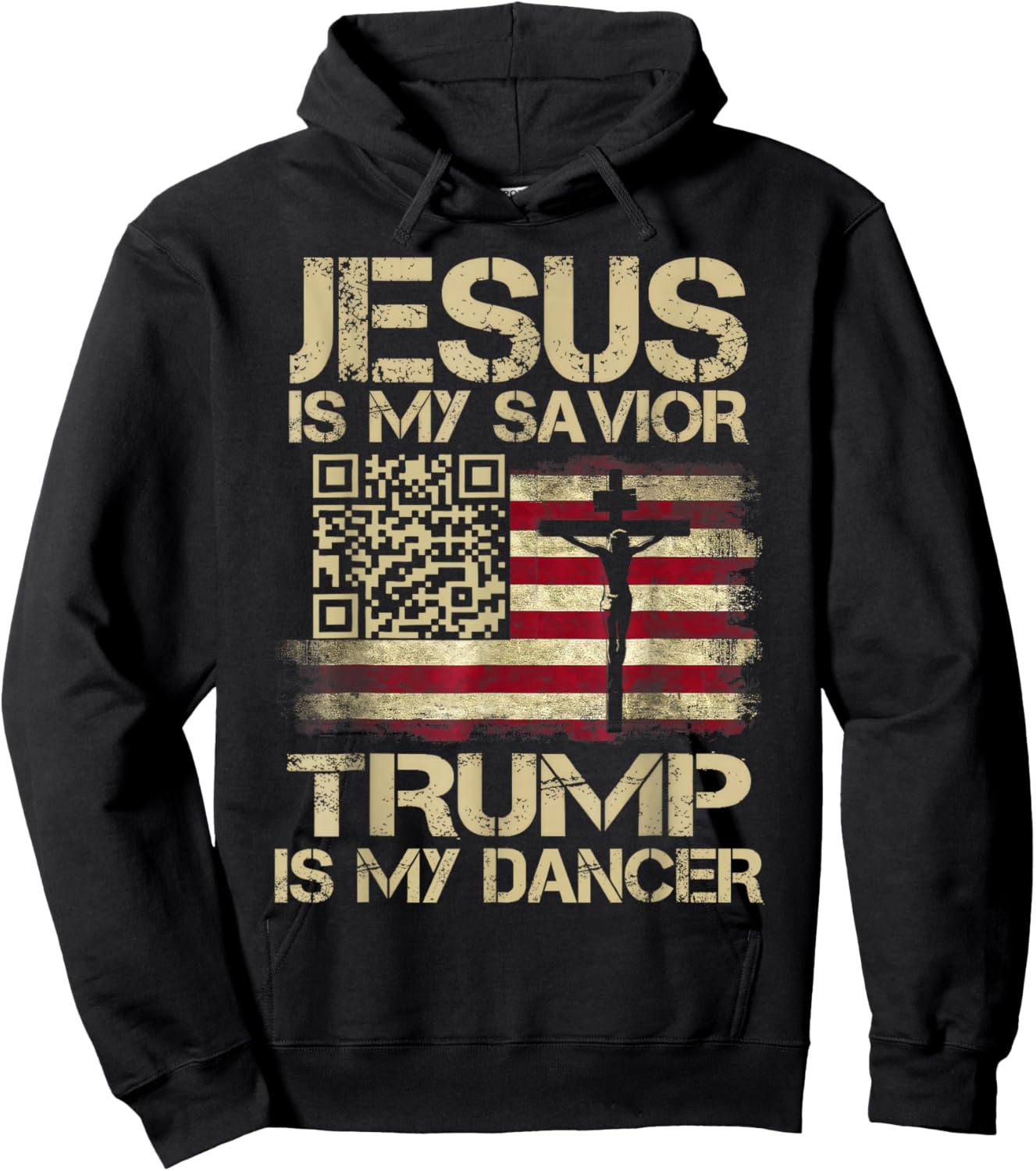 Jesus Is My Savior Trump Is My Dancer QR Trump Dancing Code Hoodie - Hoodie | Black