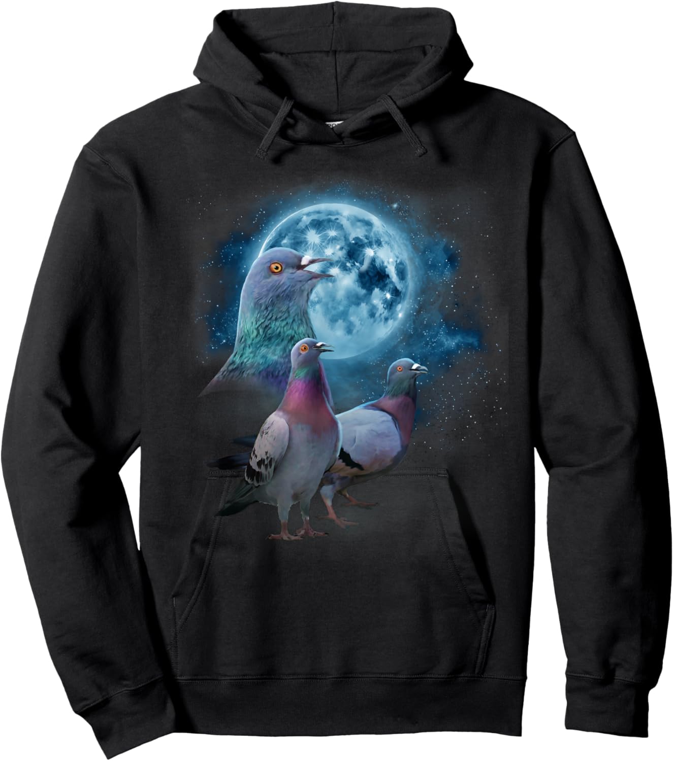 Funny Pigeon Shirt - Funny Pigeons Howling at the Moon Hoodie - Hoodie | Black