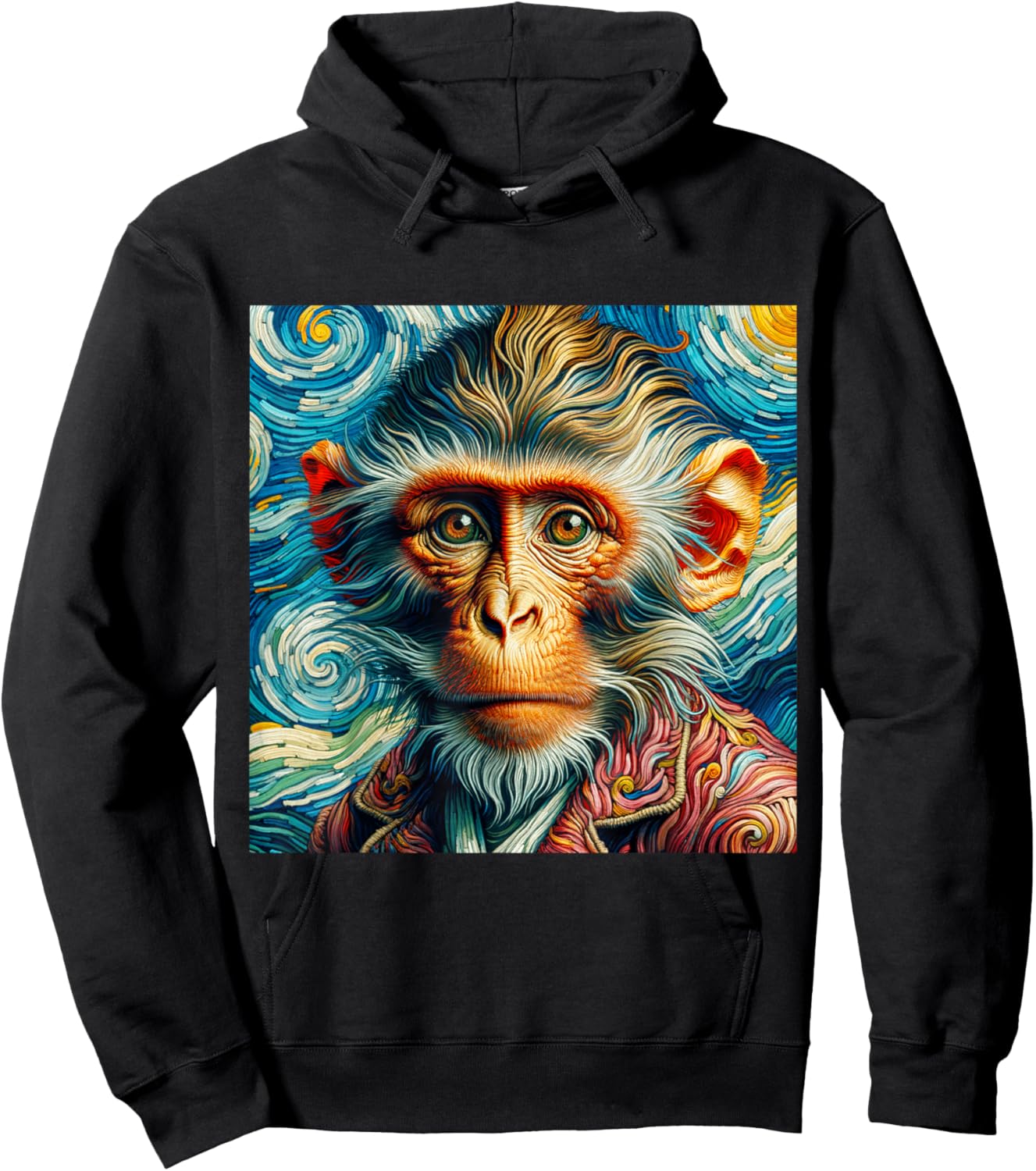 Vincent Van Gogh Shirt Monkey Vangogh Ape Rhesus Macaque Art Hoodie - Hoodie | Black
